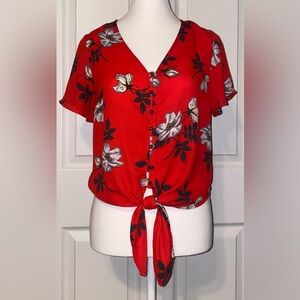 Red Short Sleeve Blouse